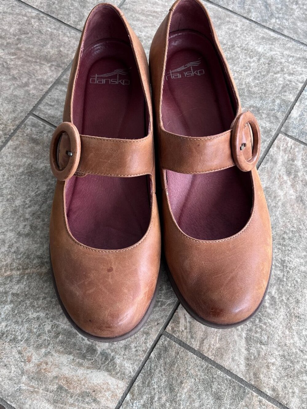 Dansko Brown Leather Mary Jane Block Heel